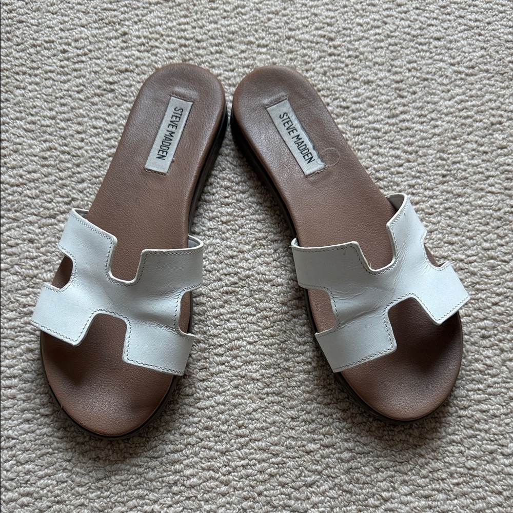 Steve Madden Women's White Slide Sandals Sz 9